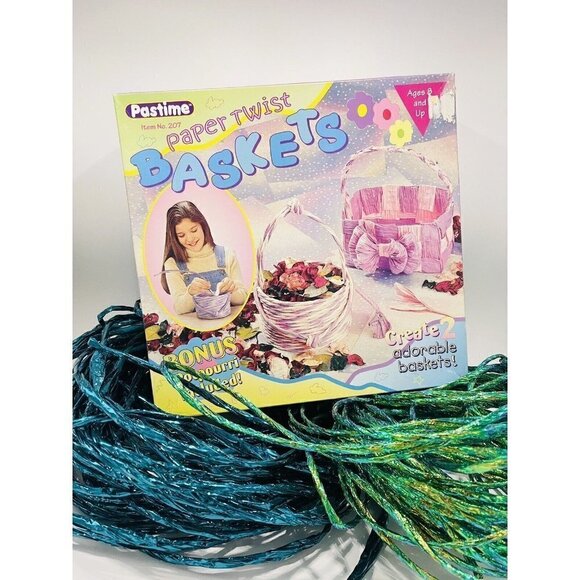 Paper Twist Baskets Kit Kids Crafts NIB Plus 214+ Ft Extra Metallic Twist Ribbon - Picture 7 of 12